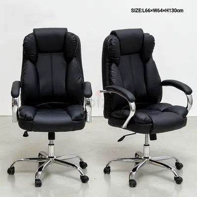 Black Executive Office Chair with Chrome Base