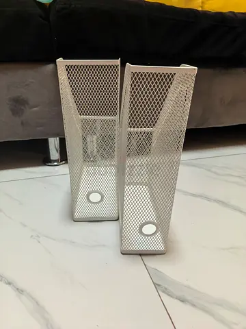 Set of 2 White Mesh Magazine/File Holders