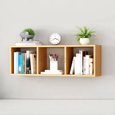 Wall-mounted 3-compartment Floating Shelf - Light Wood