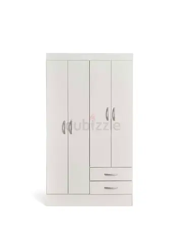 White 4-Door Wardrobe with 2 Drawers - Good Condition