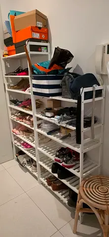 White Wooden Shoe Rack / modular multi-tier