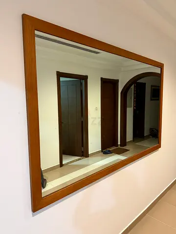 Large Wooden Framed Wall Mirror - Rectangular