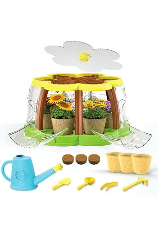 Gardening Playset Kit for Kids, Tools  Watering Can, Pots, Seeds Light all Included