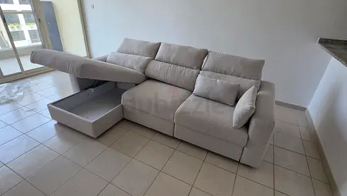 Like perfect condition Ikea Eskilstuna L shape sofa bed with storage beige