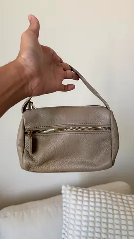 Beige leather wristlet/mini handbag — new
