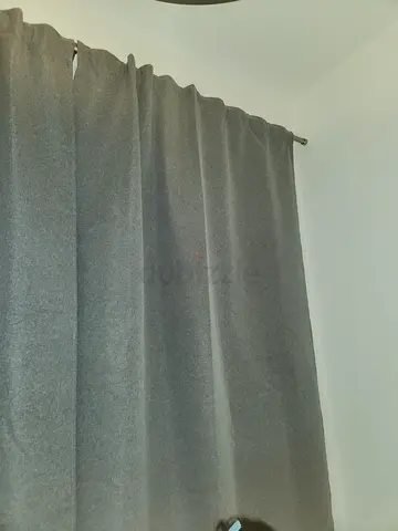 Grey Fabric Curtains - Ready to Hang, Good Condition