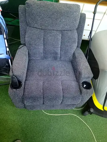 Luxury Lift Recliner Chair with Cup Holders Grey Fabric Sofa Chair
