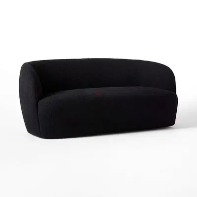New Modern Curved 3-Seater Sofa in Black Bouclé Fabric- Premium Quality