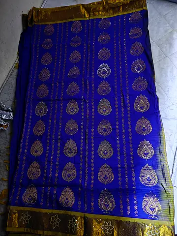 Royal Blue Designer Saree with Golden Work