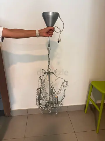 IKEA Crystal-style hanging chandelier pendant light - silver finish