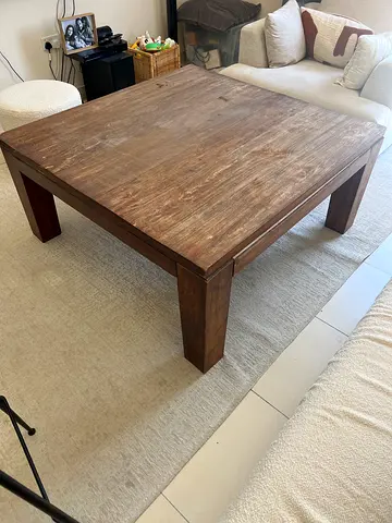 Solid Wood Coffee Table - Rustic Finish, Good Condition