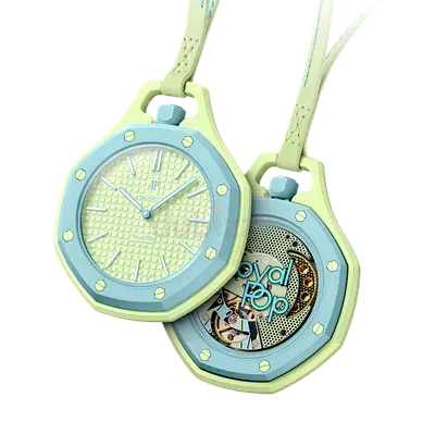 Pair of Royal Pop Style Pocket Watches — Light Blue  Pastel Yellow