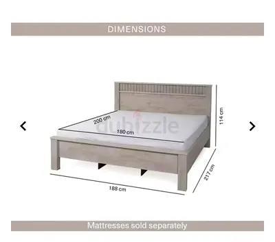 Solid Wood Double Bed Frame with Headboard (180x200 cm)