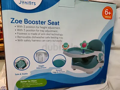 Zoe Booster Seat with Removable Tray — 6+ Months, Adjustable Height
