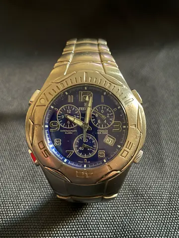 Festina Titanium Mens stainless steel chronograph wristwatch with blue dial