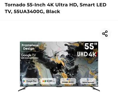 Tornado 55-inch 4K UHD Smart LED TV (55UA3400G) - Black