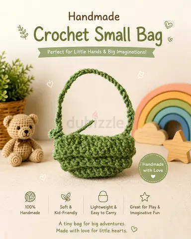 Handmade Crochet Small Toy Basket — Soft Kid-Friendly Play Accessory