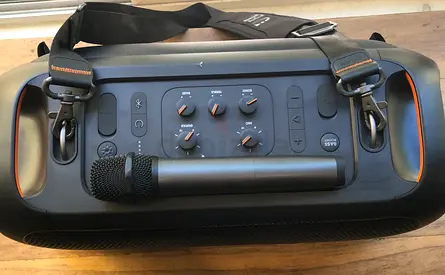 JBL party box on the go portable speaker on the go with wireless mic