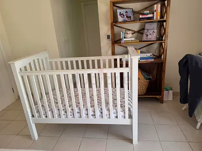 Pottery Barn White Wooden Baby Crib - Good Condition