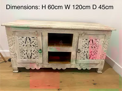 Luckys Furniture - Solid Wood Carved TV Cabinet / Media Console