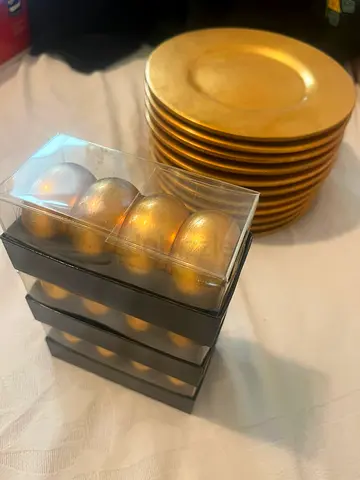 Gold Plate Set and Napkin Rings