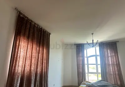 Velvet curtains with rod