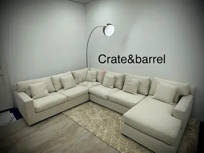 Looks great condition cratebarrel Ushape sofa