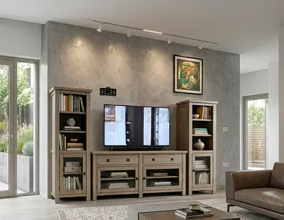 Pottery barn Benchwright Media Console with side cabinets