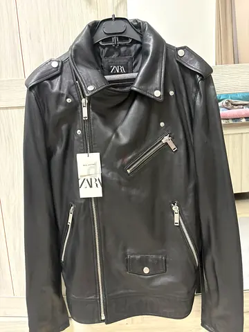 Zara real leather jacket L