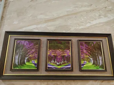 Framed Triptych Tree Landscape Prints - Set of 3
