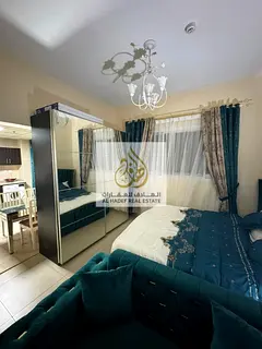 Monthly rent in Ajman, Al Jurf 2, Al Yasmin Towers, opposite City Centre. Furnished studio apartment