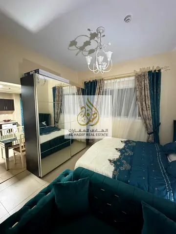 Monthly rent in Ajman, Al Jurf 2, Al Yasmin Towers, opposite City Centre. Furnished studio apartment, including utilities (electricity, water, sewage,