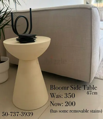 Modern Stylish Micro Cement Side Table - Light Cream
