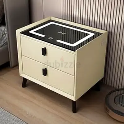 Modern Smart Nightstand with Wireless Charging and Integrated Lighting