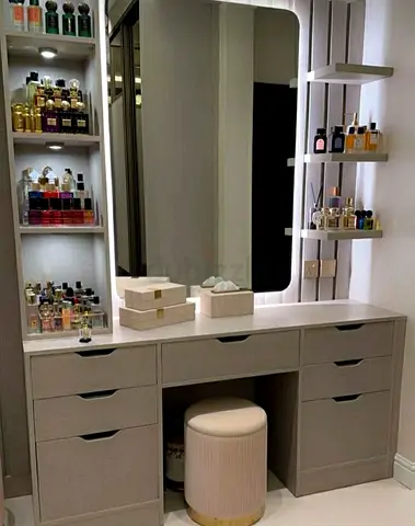 Vanity Dressing Table with Mirror and Storage Drawers - Light Grey