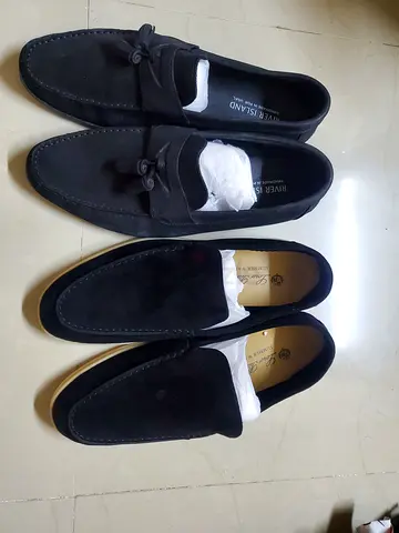 Two pairs of black suede mens loafers - size info available 42 number