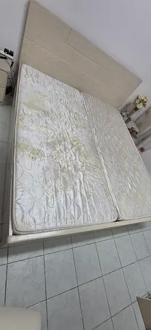 King size bed, Two 90x200 Medical Mattress, One side table  one dresser for sale