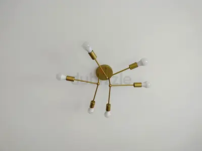 Modern 6 Light Sputnik Chandelier in Brass Finish