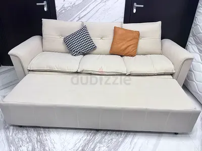 Light Beige 3-Seater Sofa bed  with Ottoman - Good Condition