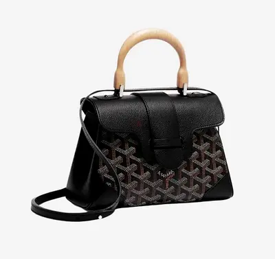 Master copy Black Goyard-style Top Handle Leather Handbag with Crossbody Strap