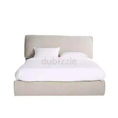 Smokey white pillow headboard queen bed