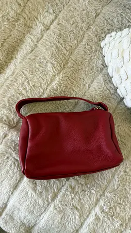 Red leather wristlet clutch bag - small shoulder strap