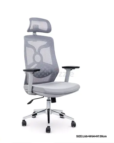 Ergonomic Mesh Office Chair with Headrest - Light Grey