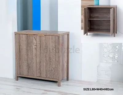 Compact 2-Door Wooden Storage Cabinet - 80x40x82cm