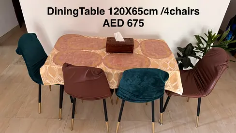Dining table 120x65 cm with 4 chairs - good condition