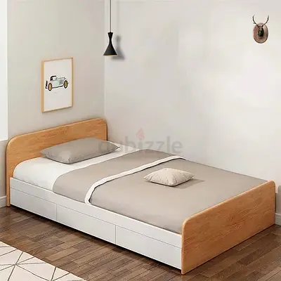 Wooden Single Bed with Underbed Drawers - Light Oak Finish