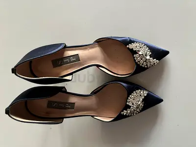 SJP Sarah Jessica Parker Crystal Satin Heels Size 38