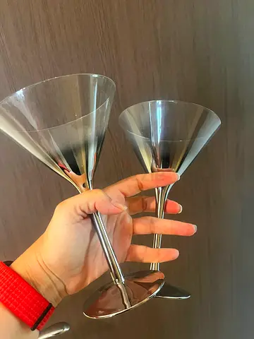 Modern Martini Glasses with Stainless Steel Stems