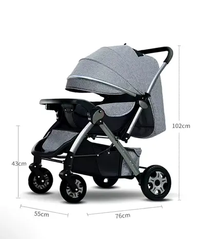 Lightweight 3-in-1 Baby Stroller with Adjustable Canopy and Storage Basket