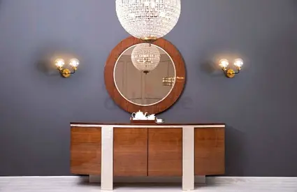 Mid-century Modern Wooden Sideboard / Console Cabinet with Mirror